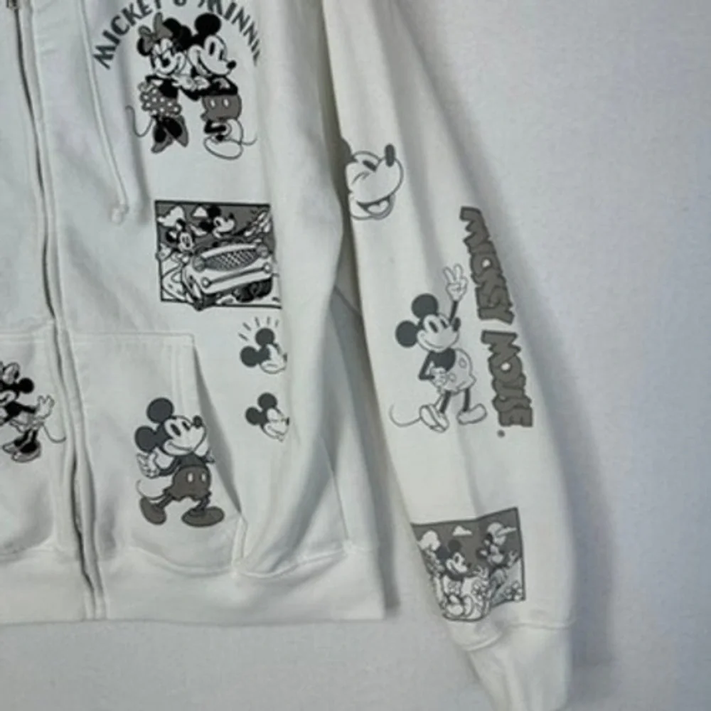 Kids Disney Mickey & Friends White Zip Up Hoodie Sweatshirt Size SM